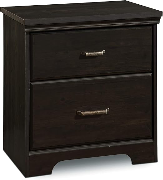 South Shore Versa 2Drawer Nightstand, Ebony with Antique Handles Home & Kitchen