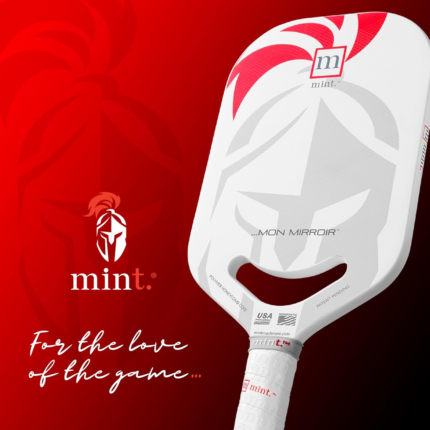 Mint Sport Mon Mirroir Pickleball Paddle – 3K Carbon Kev Hybrid Face, 14mm Pickleball Paddle Polypropylene Honeycomb Core, Thermoformed Edgeless Design, USAPA Approved for Spin & Control