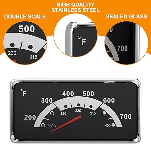 Miniatura 6 de DcYourHome Medidor de temperatura de parrilla de 3.6 pulgadas para Nexgrill 720-0882A 720-0898 720-0830A, Kenmore 148.23683310 119.16144210