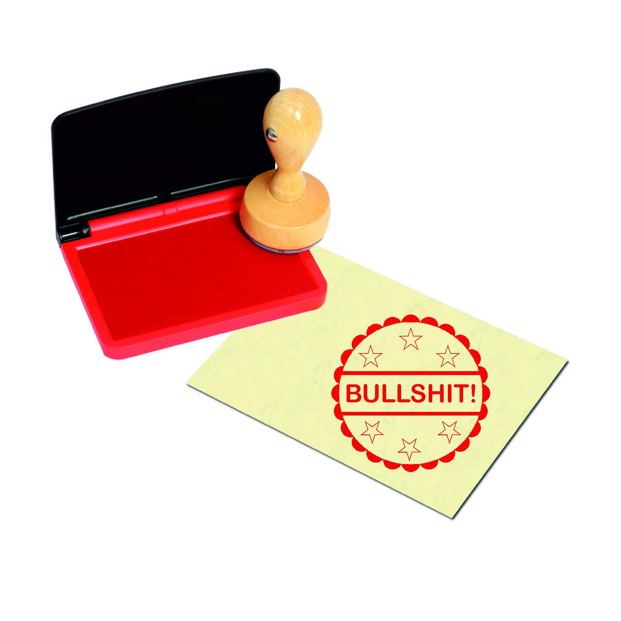 Dekolando Red Bullshit Stamp With Ink Pad Diameter 40 Mm