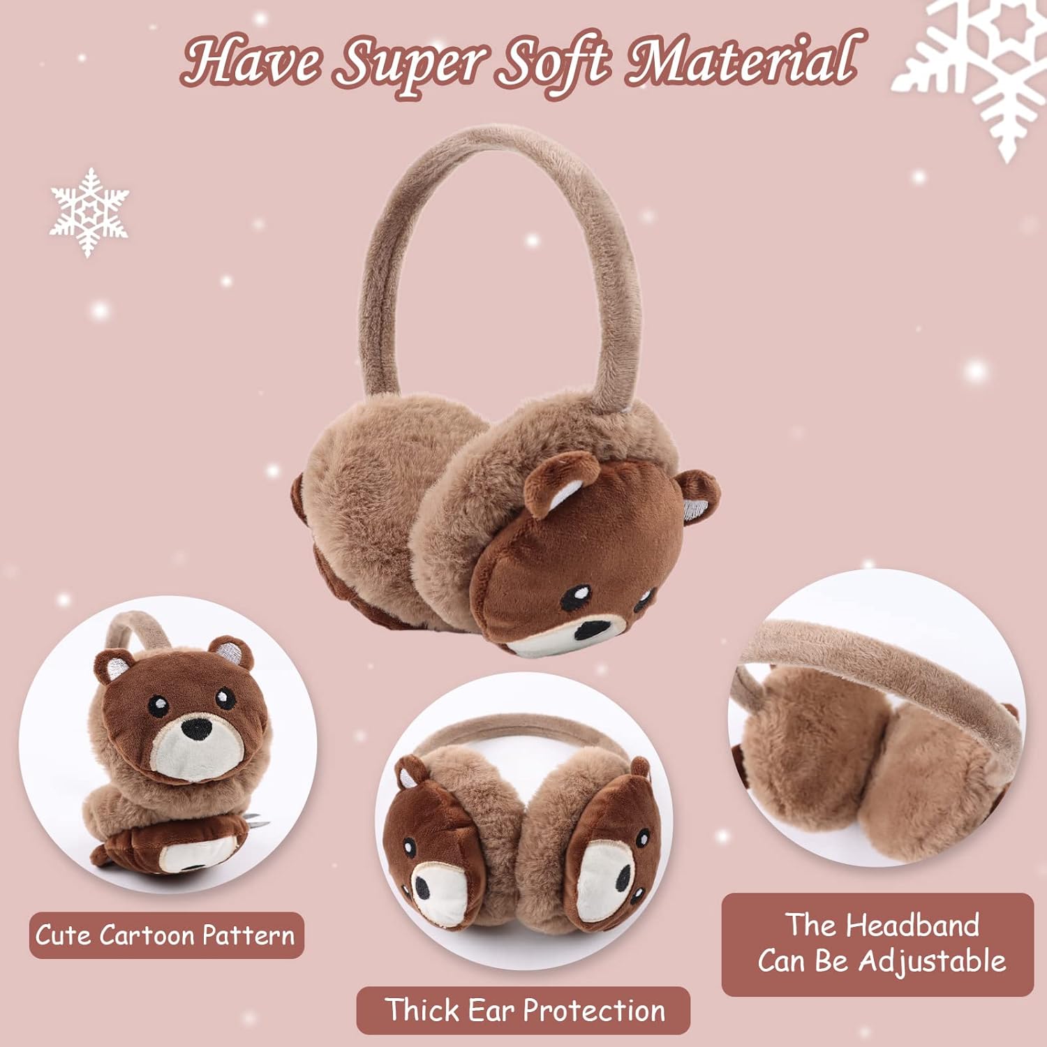 PESAAT Fluffy Ear Muff for Women Plush Earmuffs Kids Winter Earmuffs Girls Boys Cold Weather Ear Warmer - Image 4