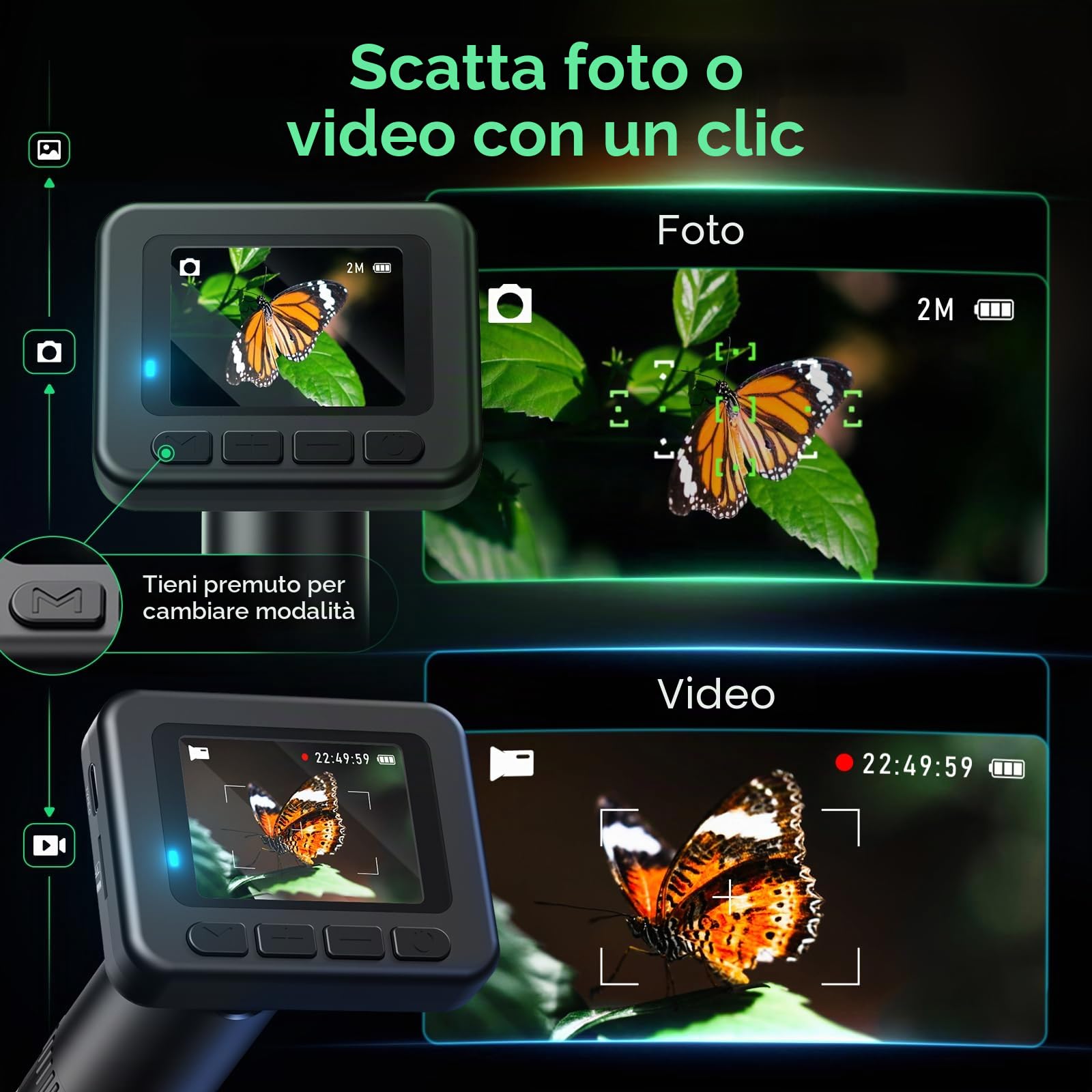 Microscopio Digitale Portatile D-KS2 con Schermo IPS da 2", per Scattare Foto e Video, Scaricare su PC e Mac, Microscopio tascabile 1000X per Bambini/Adulti con Supporto Scheda SD da 32 G