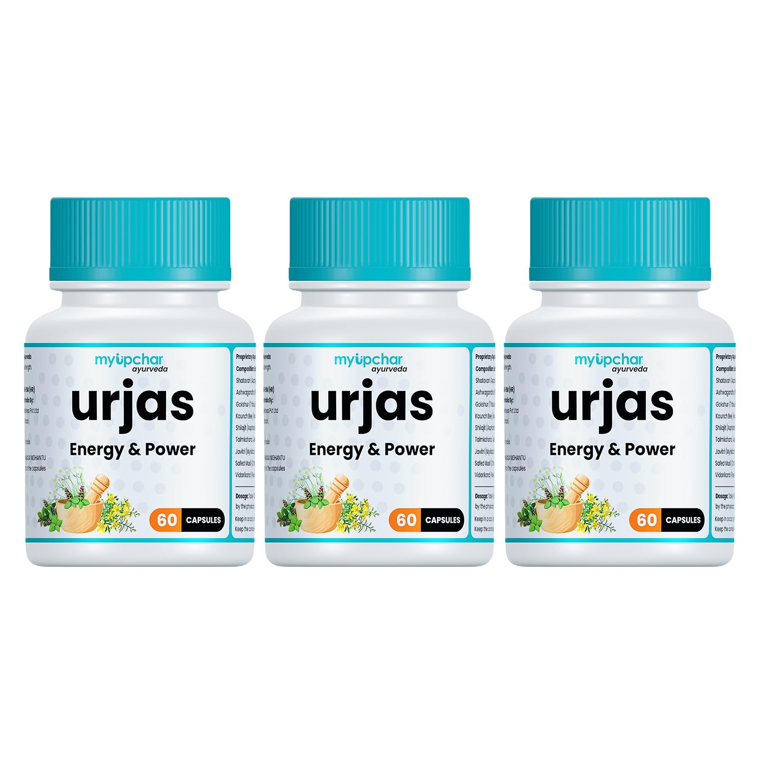 myUpchar ayurveda Urjas Energy & Power Capsule For Men | With Shilajit, Safed Musli, Ashwagandha | Improve Stamina, Strength & Immunity | Reduce Fatigue 60 Capsule