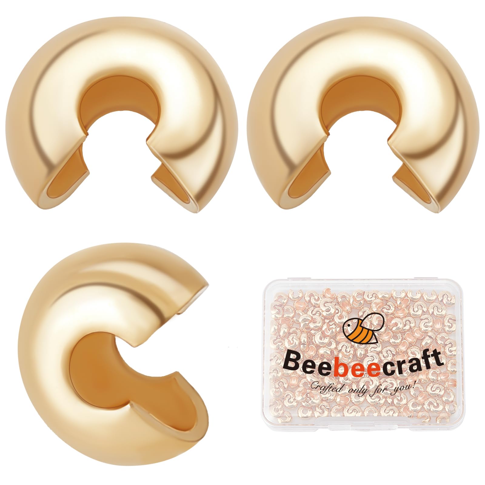 UNICRAFTALE 150 perline crimpate per nodi, semicircolari, aperte, 4 mm, in metallo, per la creazione di gioielli fai da te
