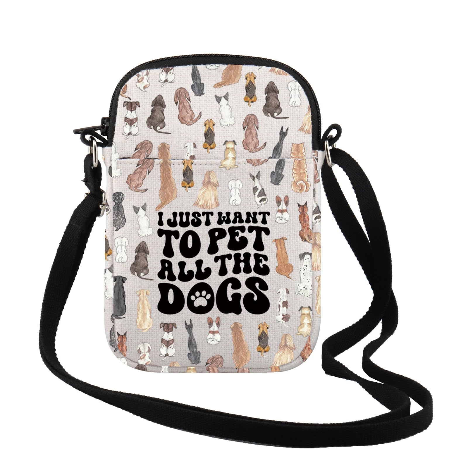 TSOTMO Cute Dog Paw Gift Dog Mon Gift I Just Want To Pet All The Dogs Crossbody Bag Dog Lover Gift for Women