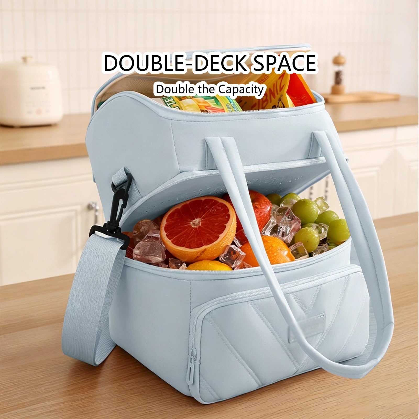 Bolsa de Almuerzo Fácil de Limpiar, Bolsa de Almuerzo Con Aislamiento de Doble Capa, Impermeable, Múltiples Bolsillos, Forro de Papel de Aluminio, Ideal for El Trabajo