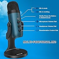 Vista 5 de ZealSound Micrófono de condensador USB, micrófono de computadora para juegos, micrófonos Plug & Play para PS 4 y 5. Ajuste de monitor y control