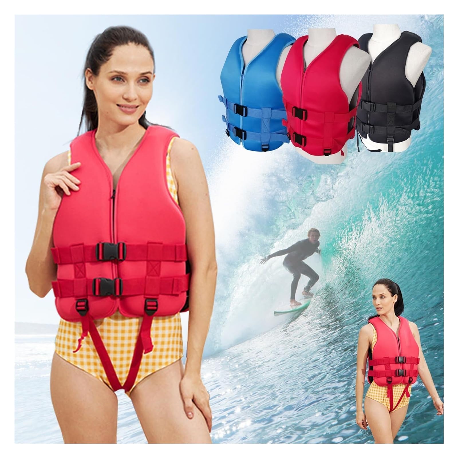Giacca da Surf in Neoprene Regolabile for Kayak da Pesca in Barca | Giacca da Surf in Neoprene Regolabile con Cinturino Anti-ribaltamento for Gli Sport con Pagaia da Pesca in Kayak