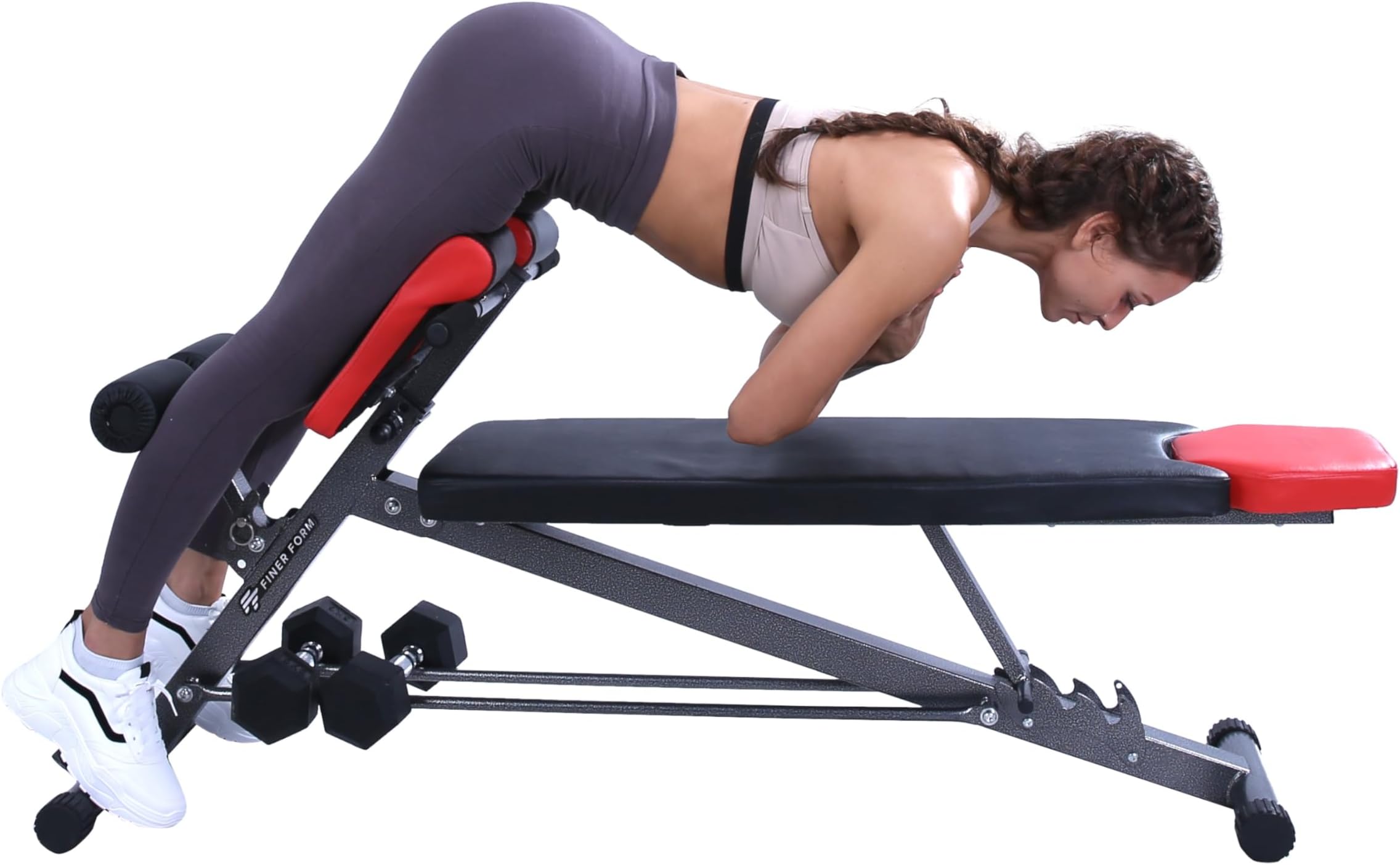 Finer Form Multi-Functional Gym Bench for Full All-in-One Body Workout โ Versatile Fitness Equipment for Hyper Back Extension, Roman Chair, Adjustable Situp, Decline, Flat Bench