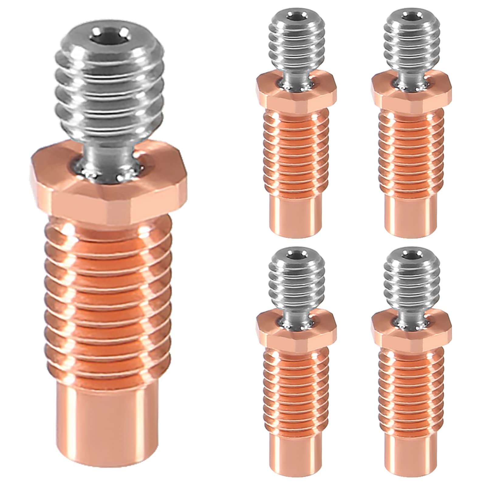 5pcs V6 Heatbreak All Metal Threaded Heatbreak Upgrade Titanium Alloy+Copper Bi Metal Throats for V6 Volcano Hotend Prusa I3 MK3/MK3S 3D Printers-image-14