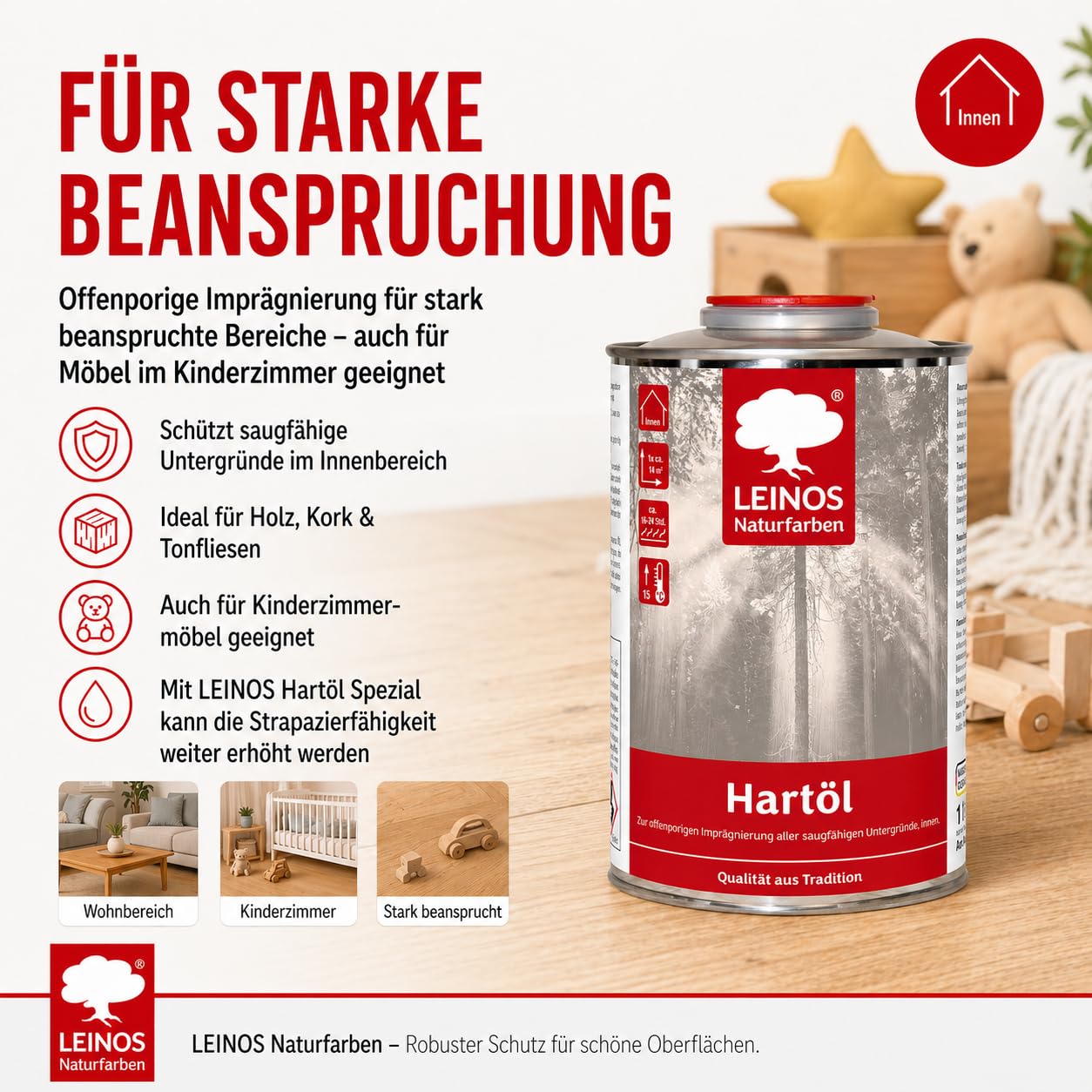 LEINOS Aceite para madera 1 l | Aceite duro incoloro para mesas, muebles, encimeras | Aceite para muebles de roble teca para un sellado eficaz y una protección duradera en interiores