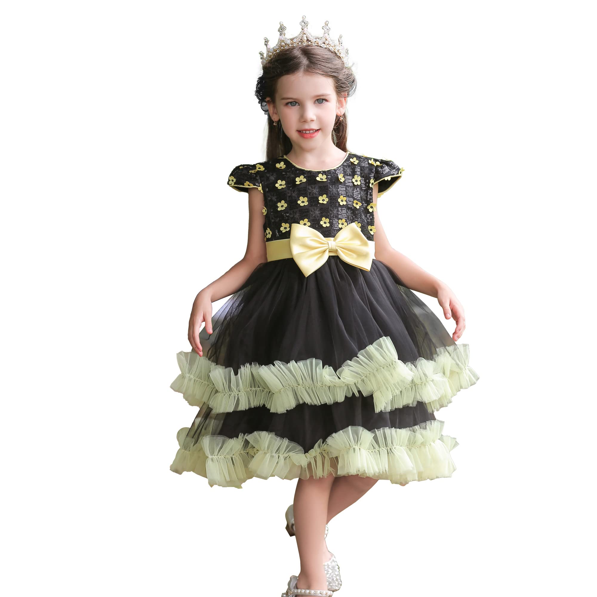 Vestidos de princesa para niñas con falda tutú de flores para disfraces de Halloween 7