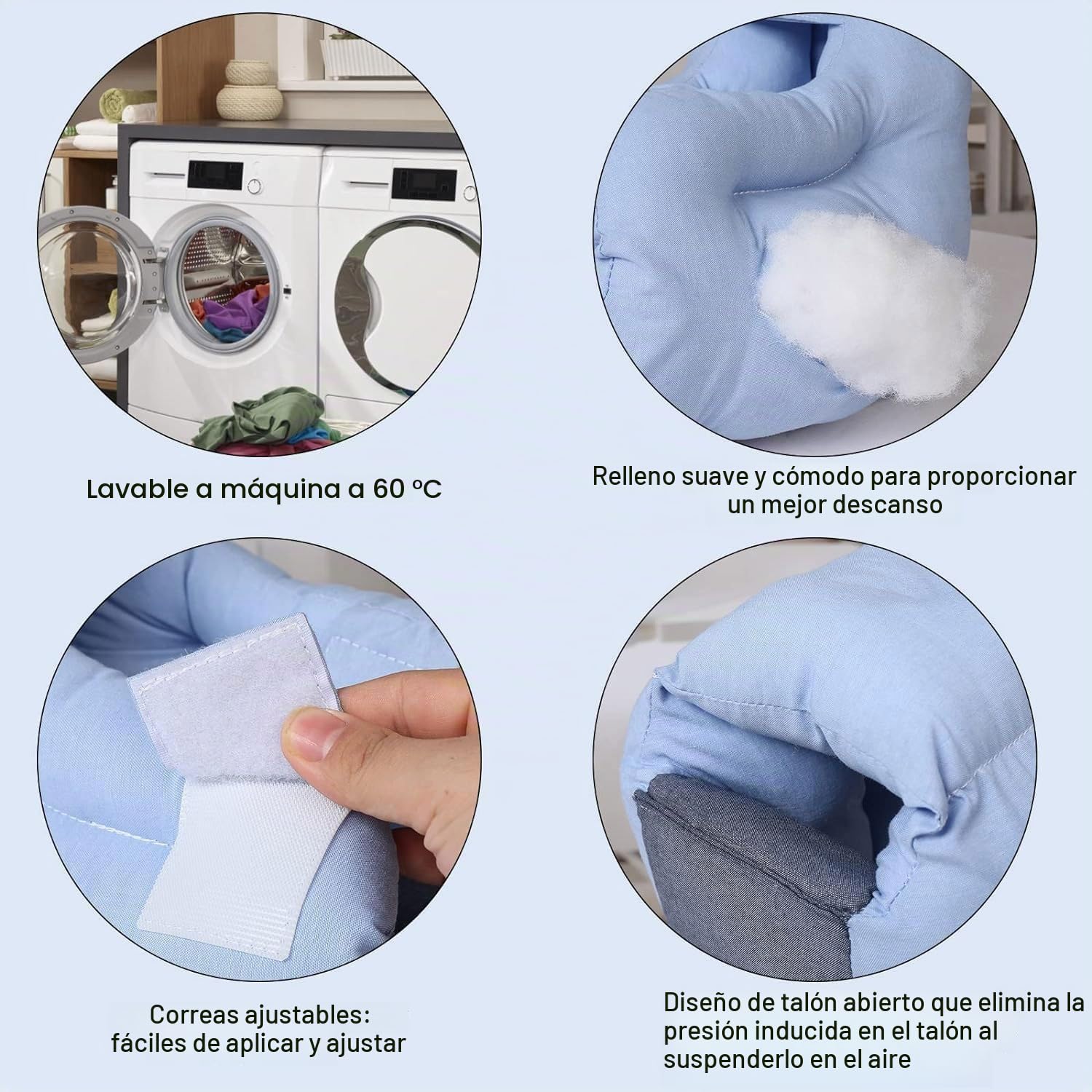 Taloneras Antiescaras, Protector de Talón con Espuma de Alta Resiliencia para Alivio y Prevención de Úlceras por Presión para Pacientes Postrados en Cama y Ancianos en Cama o Silla de Ruedas