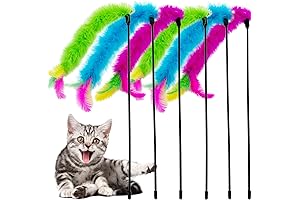 6-Piece Cat Feather Stick Set: Interactive Plaything for Indoor Felines
