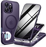 Vista 43 de BERFY Funda para iPhone 16 Pro, compatible con MagSafe, protector de pantalla de vidrio templado 9H integrado y protección de cámara, funda