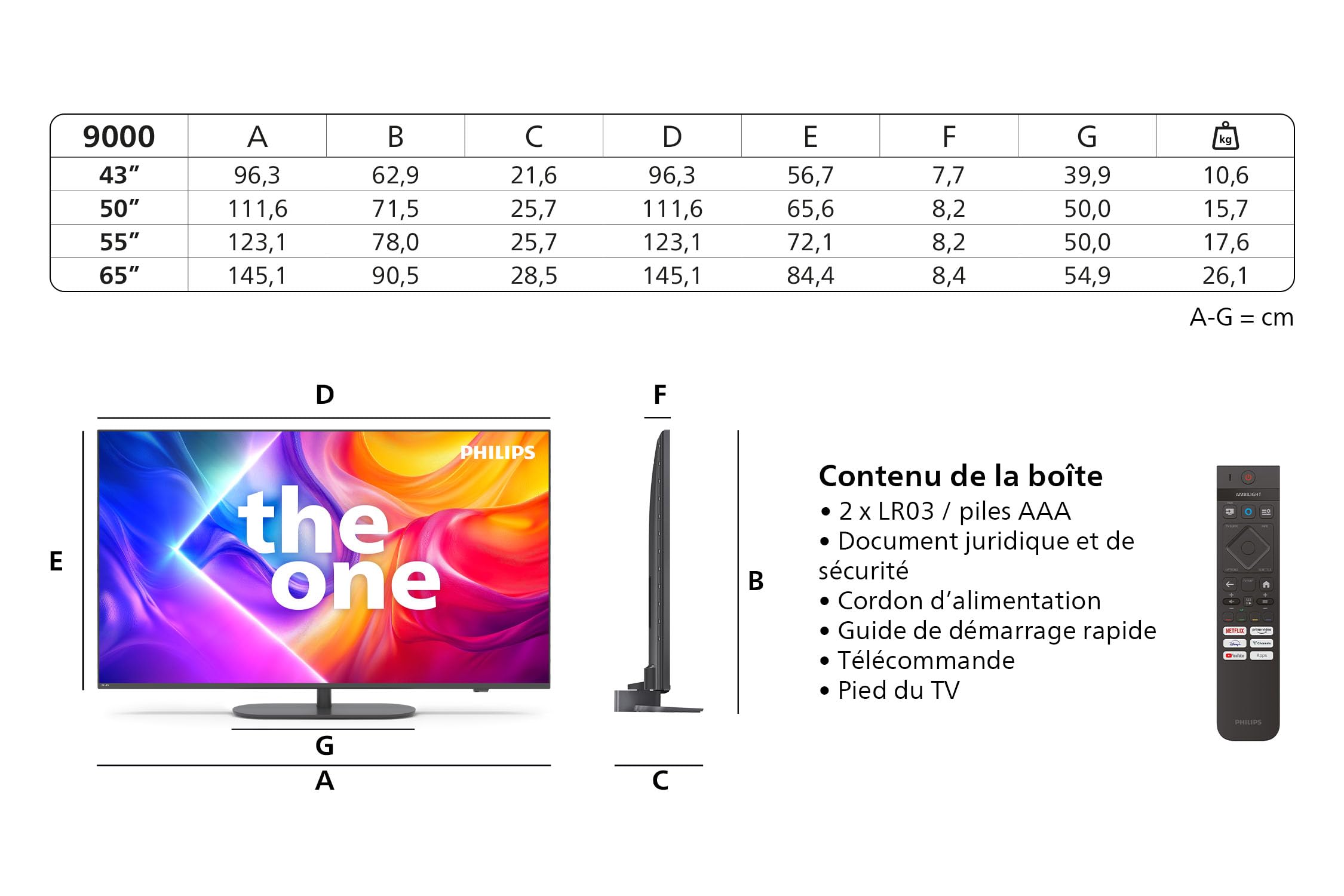 The One 120 hz - Pied central - QLED - AMBILIGHT 3 - UHD - TITAN OS PHILIPS - 55PUS9000