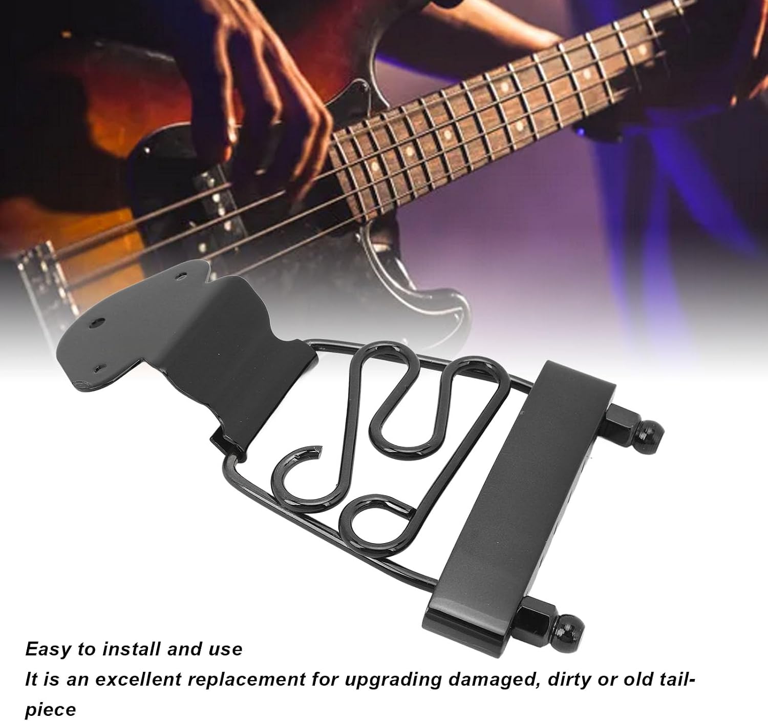 Guitar Tailpiece, Adjustable Height Precision Fit Replacement Hardware for Electric Acoustic and 6-String Guitar Players