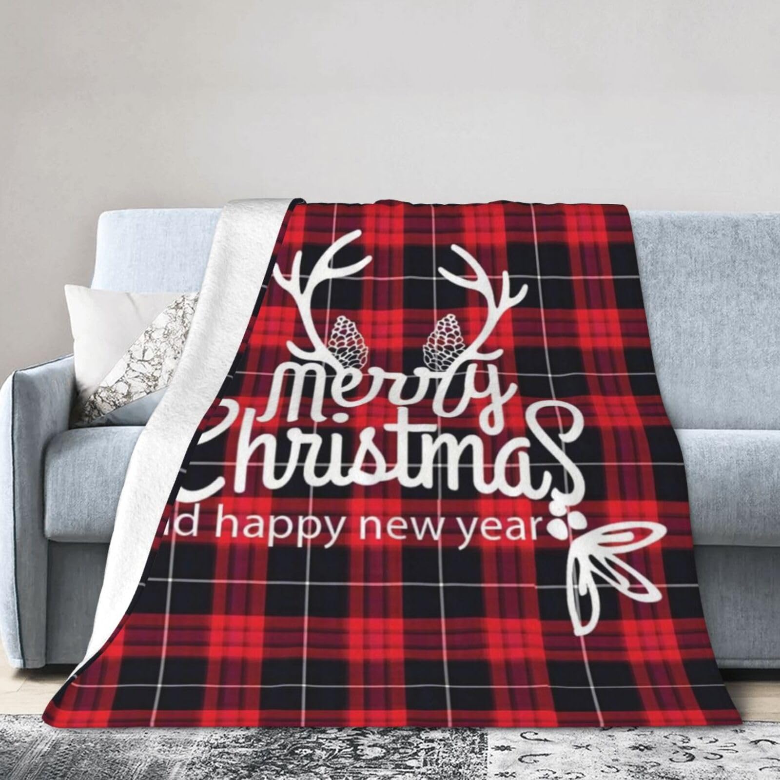 ERTDFXCV Christmas Plaid Blanket 50"x40"