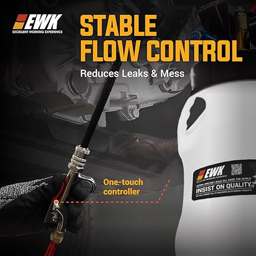 Miniatura 6 de EWK Bomba de fluido de transmisión neumática de 10L, sistema de extracción y recarga con 14 adaptadores universales, evacuador de líquidos de alta