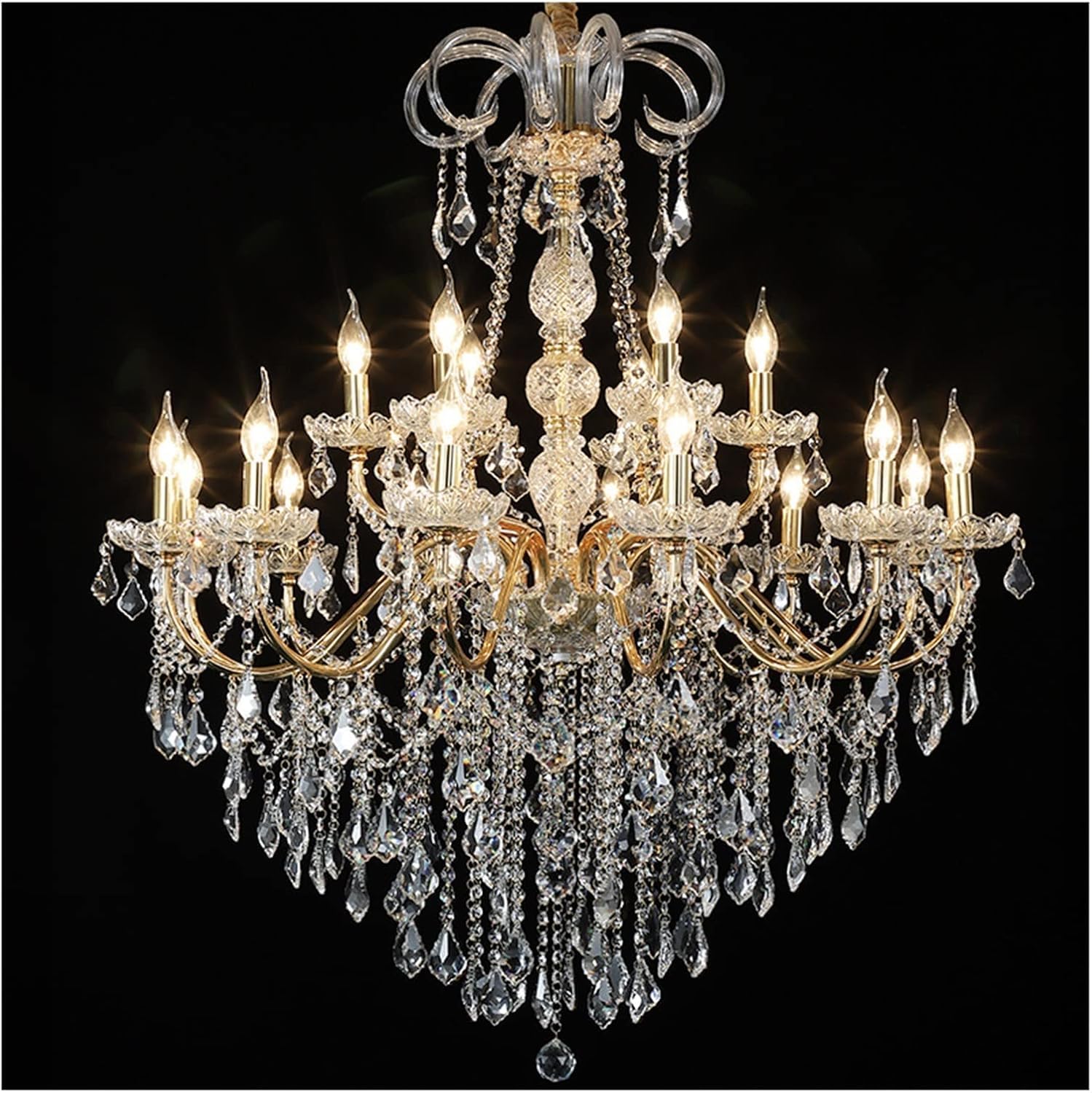 Hanging Lamp, Crystal Chandeliers Living Room Chandelier Gold Wrought Iron Crystal Pendant Lamps