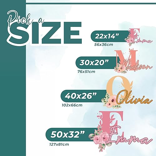 Miniatura 5 de Adorable calcomanía de pared con nombre de niña con rosas y elementos florales, perfecta para decoración del hogar, decoración de cocina, ideal para