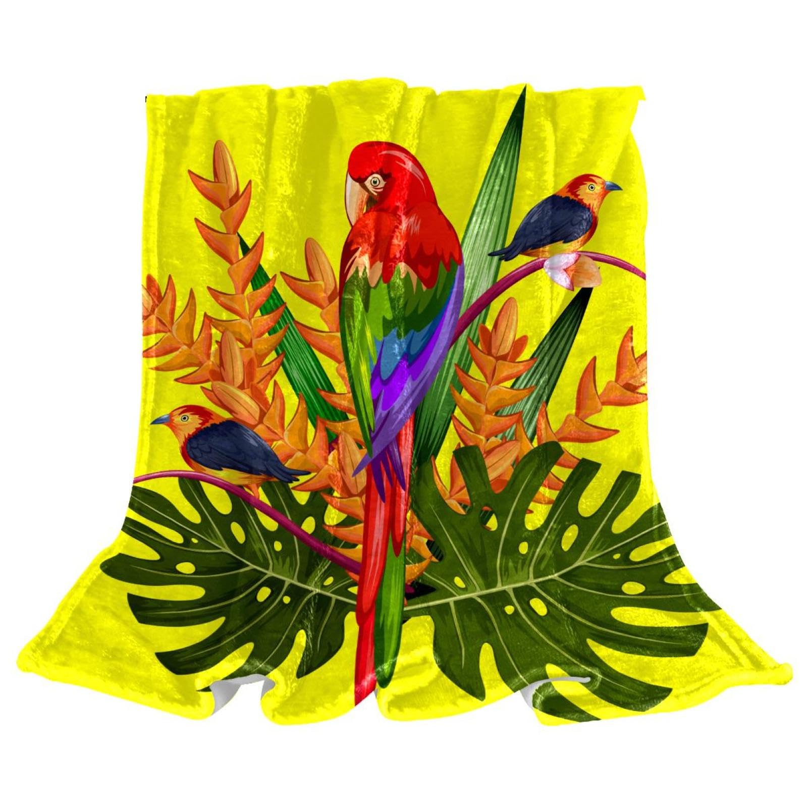 Couverture polaire perroquet tropical jeté de canapé chic et doux 150x100