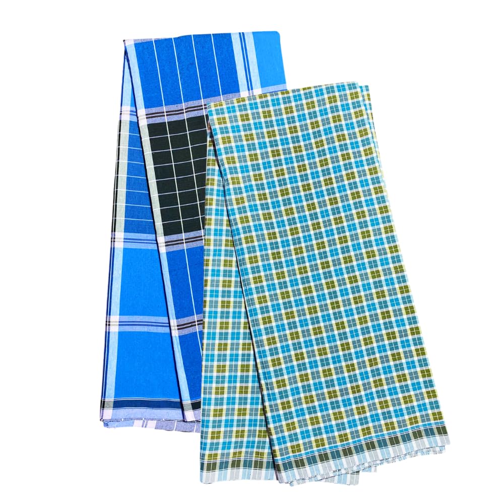 seldinx Blue|Black & Blue|Green Combo Pack of 2 Casual Style Lungi For Men || Pure Relaxed Fit Fabric, 2.10Mts || Stitched || Assorted Design || Lungies |Dhoti/Mundu/Veshti/Kaili/Panchalu-picture-20