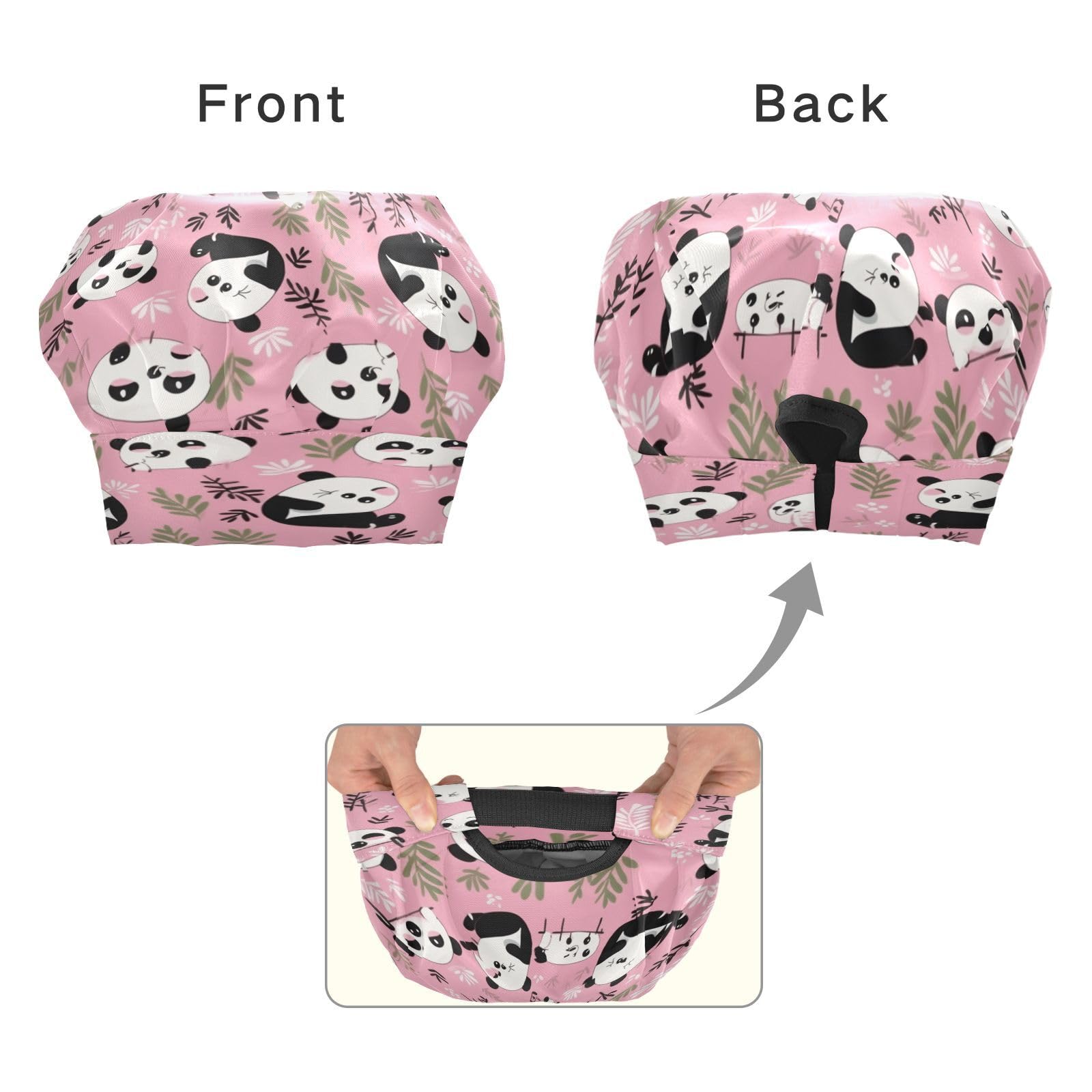 Bulletgxll Pink Panda Kids Apron and Chef Hat Set Adjustable Bib Aprons with Pockets for Cooking Baking Painting
