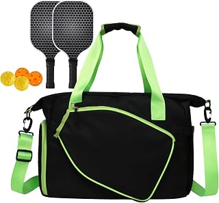 Pickle Ball Bag - Bolsa para pelotas de pepinillo | Tenis | Raqueta | Mochila deportiva | Eslinga, con bolsillo para botellas, compartimento para zapatos, impermeable, espaciosa