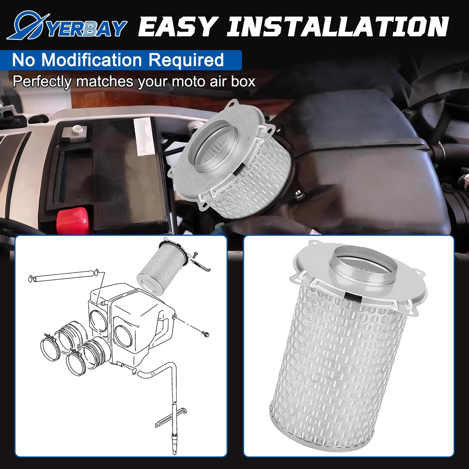 Filtro de aire para Suzuki GS500 2001-2011 / GS500 E 1988-2004 / GS500 F 2004-2007 / GSX 1200 Inazuma 1999-2001 / GS 500 H 2007/13780-01D00 HFA3503