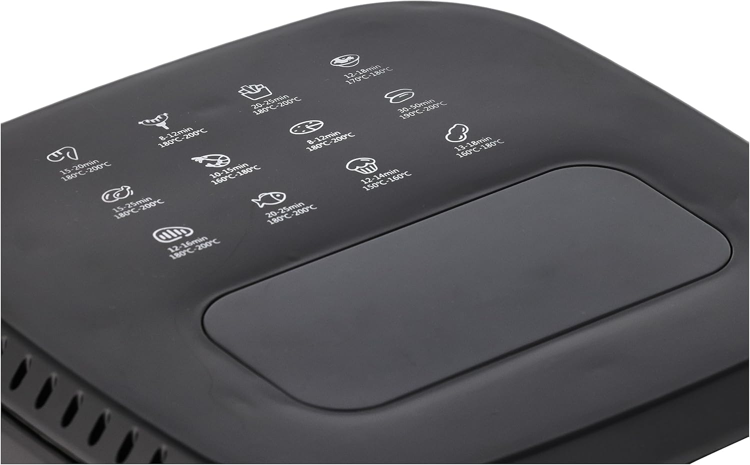 RAF R.5329 Air Fryer top view of preset cooking guide