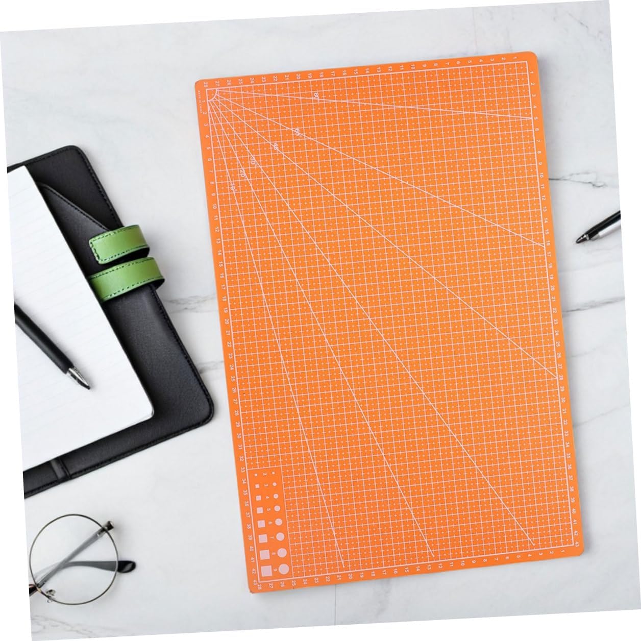 FRCOLOR Double-sided Quilting Cutting Mat and Sewing Cutting Board for Crafts, 2pcs A3 Orange Thin Self-healing Mats for Fabric, Modeling, and DIY Project Use