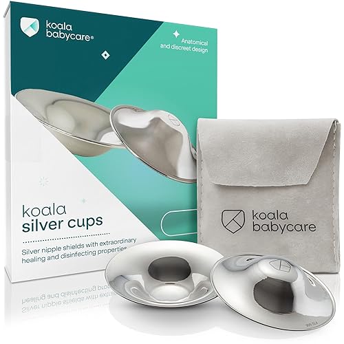 Koala Babycare Los vasos de lactancia plateados originales - fabricados en Italia - protegen y calman - Plata trilaminada - Tamaño estándar