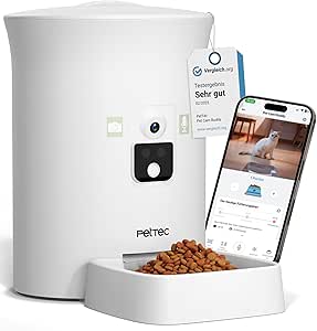 PetTec Pet Cam Buddy Pet Camera Automatic Feeder 8L for Cat & Dog Dry Food - Automatic Feeder with WiFi & App Control - Includes 2-Way Audio, Bark Detection & Night Vision asin的图片