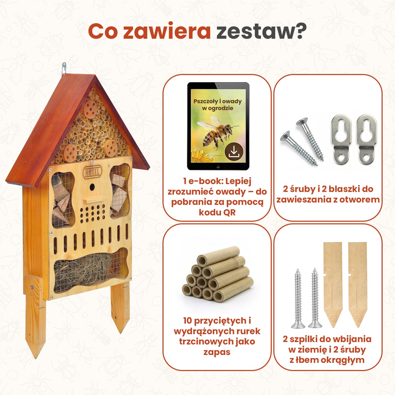 Duży Odporny Na Warunki Atmosferyczne Drewniany Hotel Dla Owadów XXL – Hotel Dla Pszczół Do Zawieszenia Lub Na Nóżkach, Domek Dla Dzikich Pszczół I Trzmieli Z Wyjmowanym Panelem Przednim