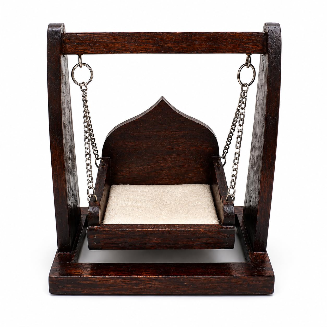 Laddu Gopal Ji Wooden Jhula with Cushion | Premium Handmade Wooden Swing for Bal Gopal Kanha Ji | Traditional Mandir Decoration Jhoola | Krishna Janmashtami Shringar, Small-picture-23