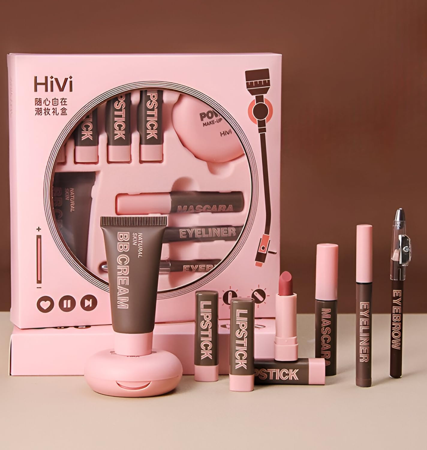 HiVi 6 in 1 Makeup Book Palette | Lipsticks Waterproof Black Mascara Eyeliner Eyebrow Pencil BB Cream Soft Mist Compact Powder | Velvet Matte Lipstick Combo Pack | Volumizing Smudge Proof Mascara | Multi-Use Palette for Face Makeup | Long-Lasting Perfect Makeup set for Women Teen Girls-image-22