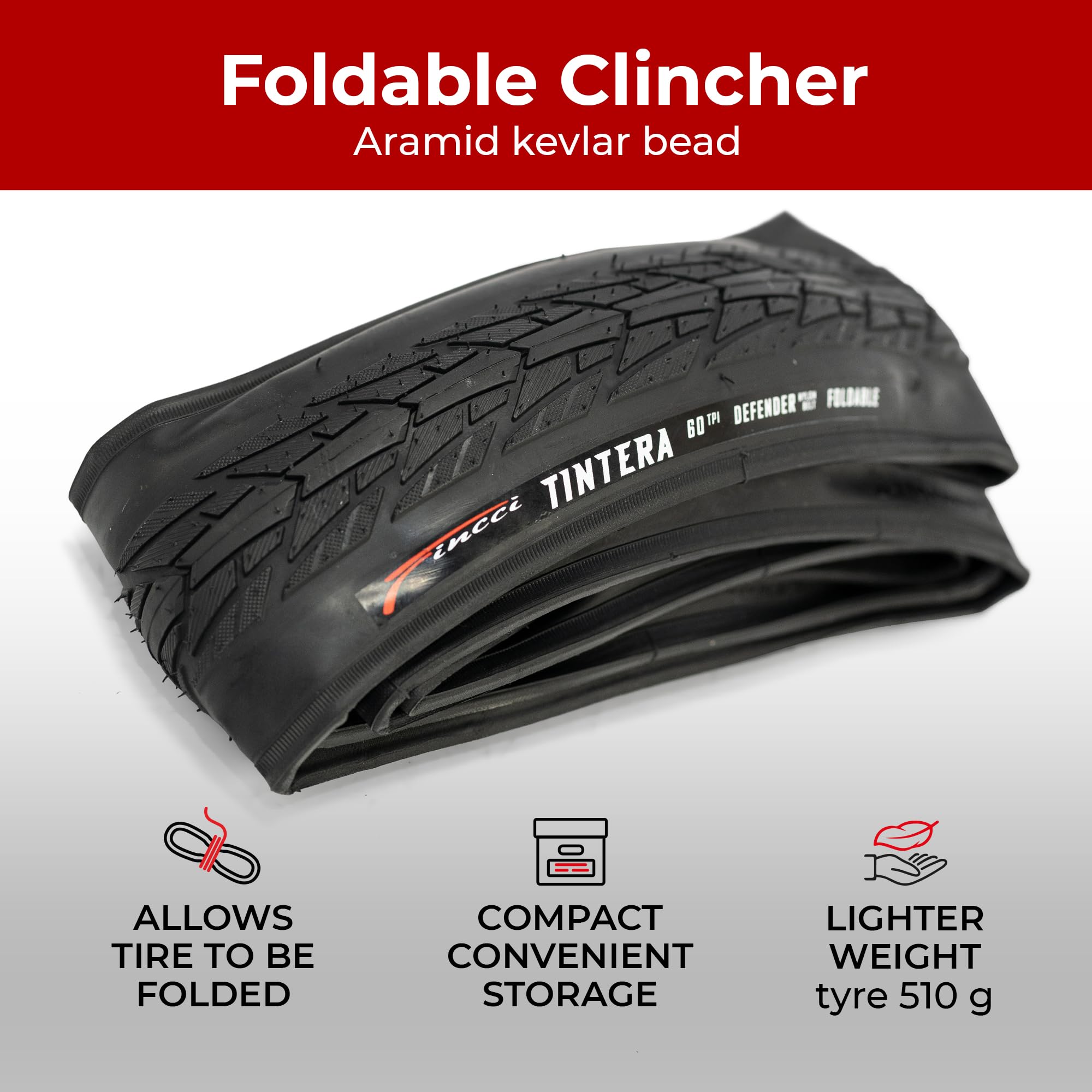 Fincci City Copertoni Bici 700 x 40c - Coppia Nero Pneumatici Pieghevoli 42-622 con Protezione Antiforatura 1 mm - Gomme 28 x 1.6 per Bici da Corsa & Elettrica Bici e Adulto Uomo & Donna - 60 TPI