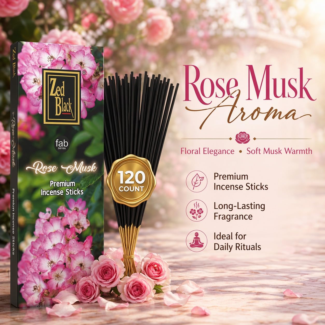 Amazon.com: Rose Musk Incense Sticks – 120 Count | Premium