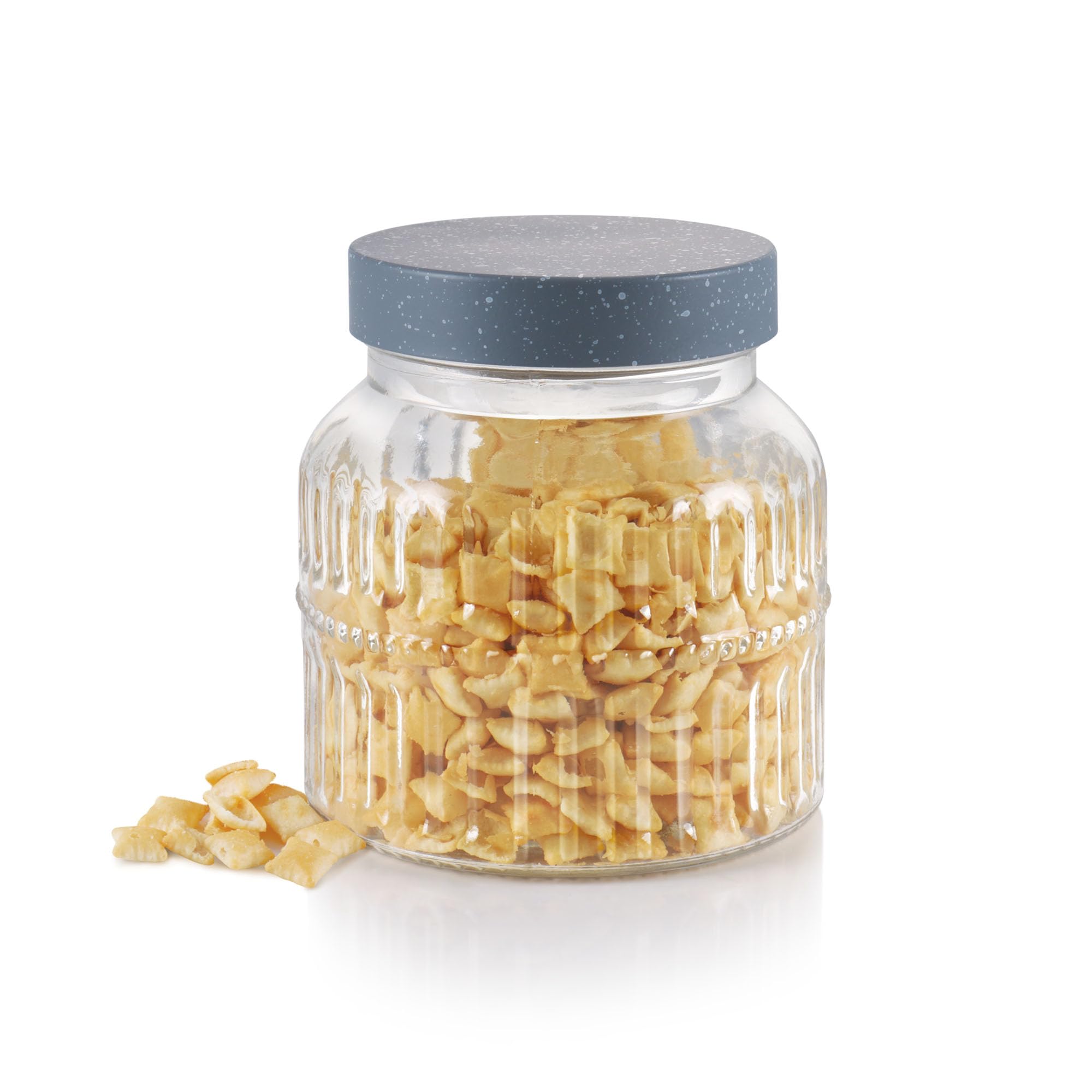 Treo By Milton Granito 700 Transparent Glass Jar & Containers For Kitchen Pantry, Snacks, Masala, Pickles, Dry Fruits, Coffee Beans Storage With Air Tight Steel Lid, 700 ml, 1 Piece