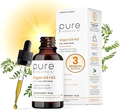 Pure Therapro Rx Vegan D3 + K2 Organic 100% Liposomal 10ml Made in USA | 3 Month Supply | Maximum Absorption Vitamin D3 and Vitamin K2 Supplements for Men and Women, D3 Vitamin 5000 IU