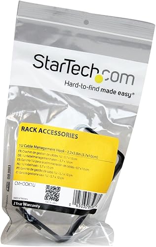 Miniatura 2 de StarTech.com Gancho vertical de 1U de 2.2 x 3.9 pulgadas para organización de cables para rack de servidores con apertura flexible, anillo
