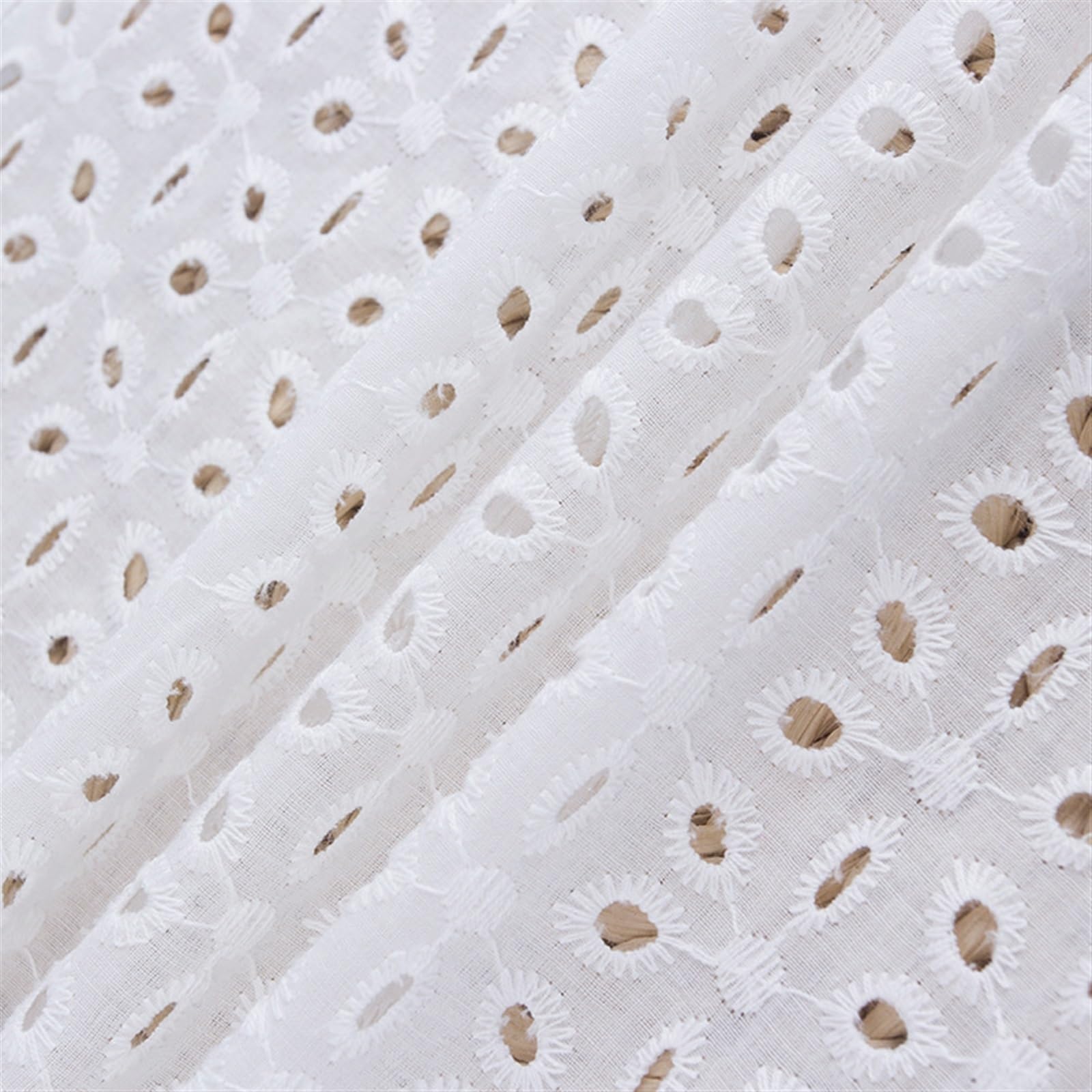 Miękka haftowana bawełniana koronka, tkanina Broderie Anglise, oczka, woal, dla kobiet i dziewcząt, sukienka na podwórko, tkanina do szycia (130 cm x 5 metrów)