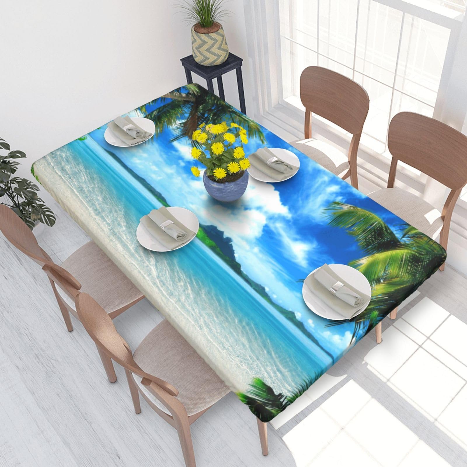 BNVSADC The Sea Printed 4FT Tablecloth 122x76 CM Polyester Kitchen Water Resistant Table Cloth Dining Table Decoration Table Covers