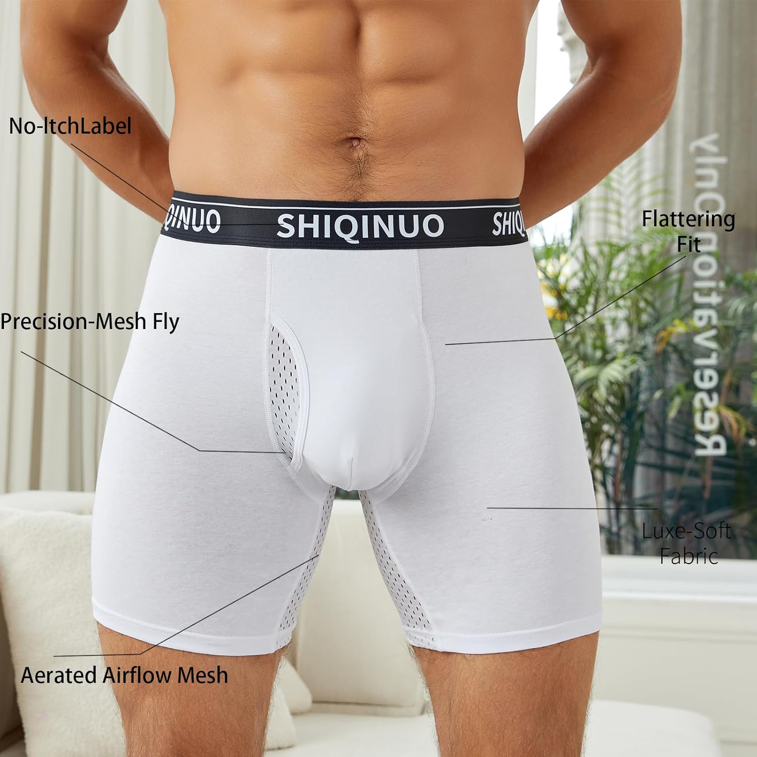 Men's Boxer Briefs - Stretch Cotton Underwear (95% Cotton),Moisture Wicking & No Ride Up,Breathable (4 or 6 Pack) - Image 4