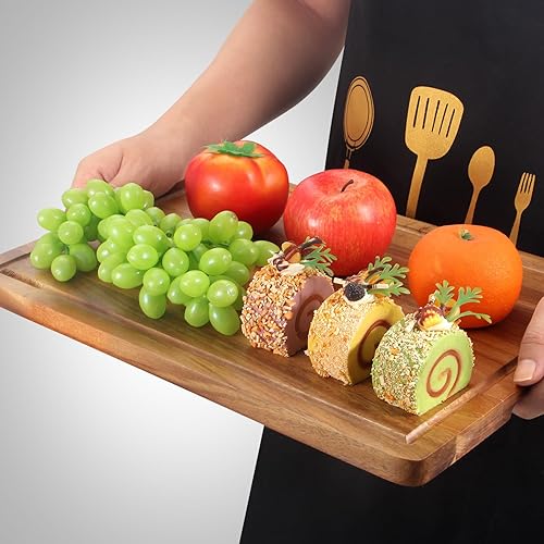 Miniatura 3 de Juego de tablas de cortar de madera maciza de 3 piezas de madera de acacia, juego de tabla de charcutería, tabla de cortar de carne de madera dura,