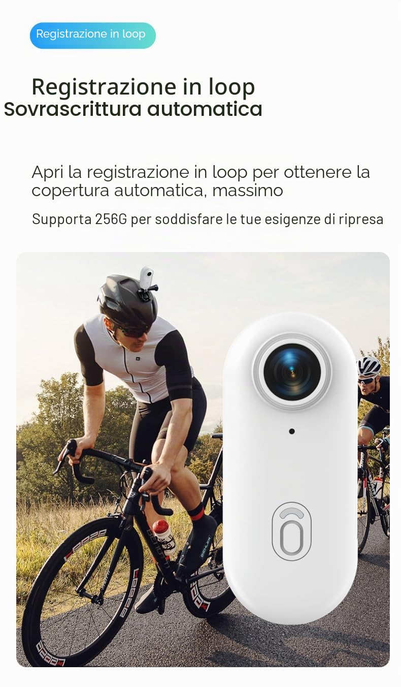 Mini Action Cam 4K Sport Camera portatile impermeabile Videocamera con clip di rotazione a 360° Telecamera POV Cam con Magnetica Mini Camera per vlogging ciclismo moto animali bambino Audio e Video