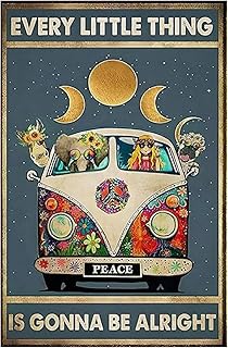 Nayyana Vintage-Hippie-Poster „Eevery Little Thing Is Gonna Be Alright“, Vintage Poster, Motivierende Wandkunst, Ermutigungsgeschenke, für die Wanddekoration zu Hause oder im Büro