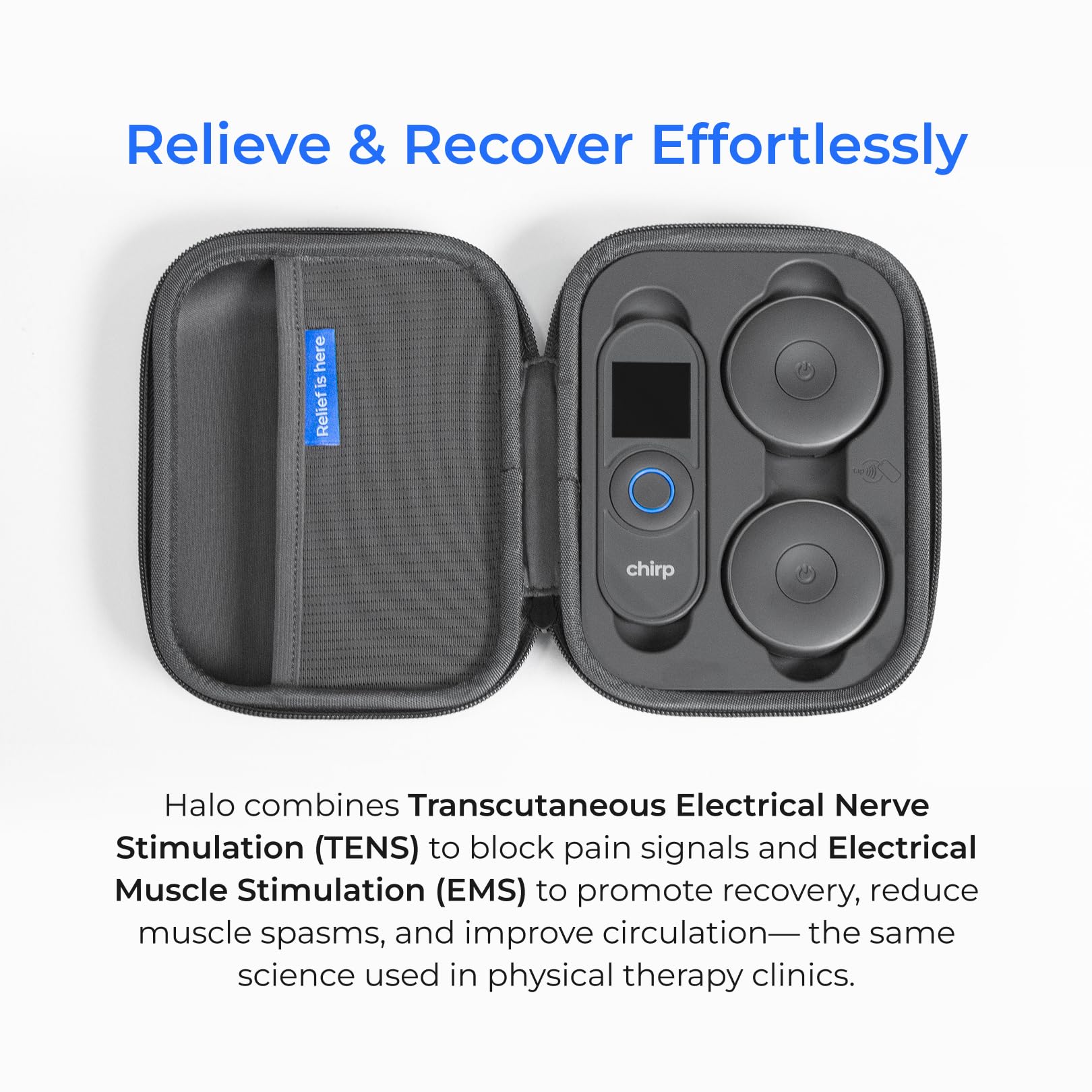 Chirp Halo Wireless Muscle Stimulator, Portable EMS TENS Unit (Slate) — Amazon image 4