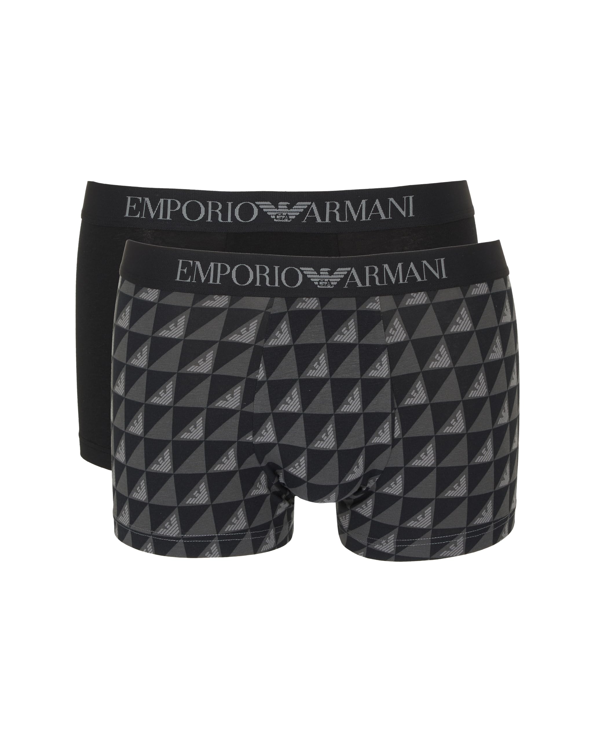 Emporio Armani Men's Blk Eagle Check/Blk Man's Classic Pattern Mix 2-Pack Trunk Black M